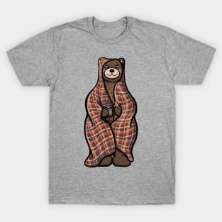 Brown Bear in a Blanket with Hot Cocoa and Gingerbread T-Shirt